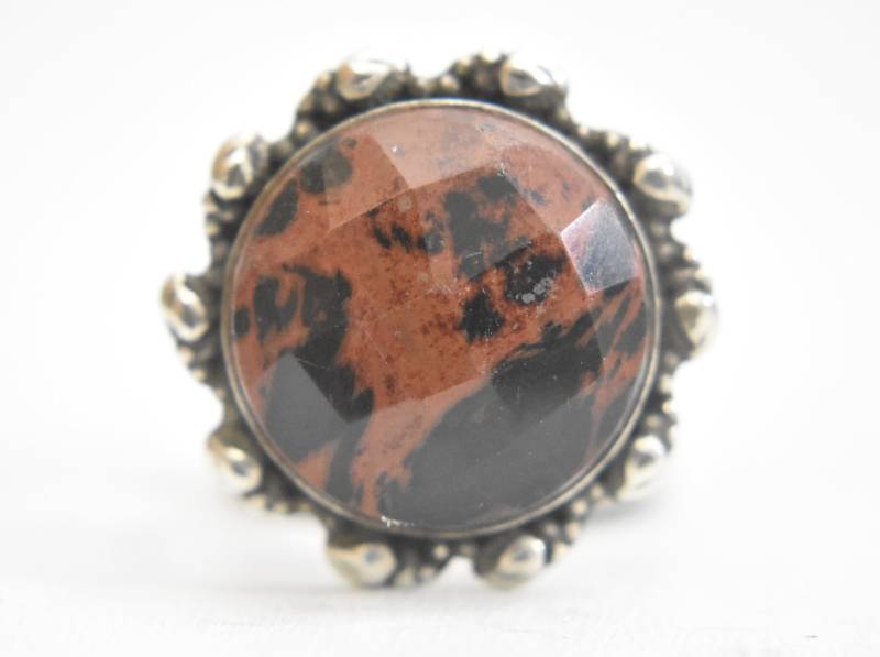 Mahagoni Jaspis Ring Sterling Silber Natur Erdtöne Damen Größe 6, 75 von Silvercity925