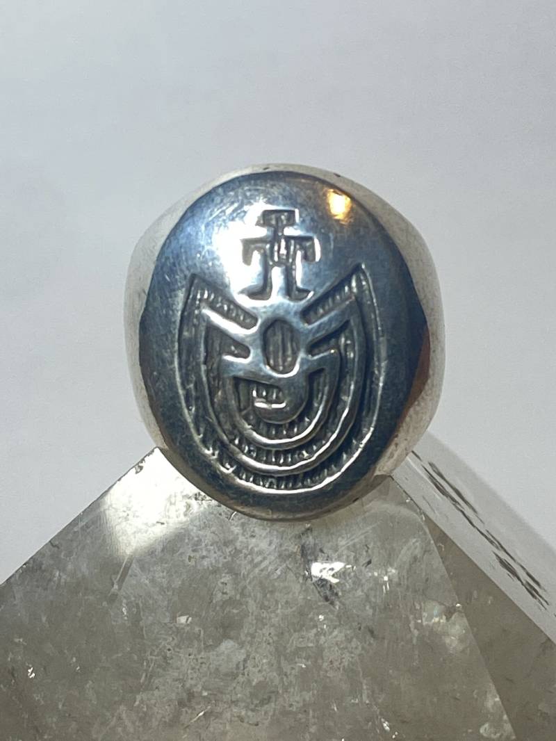 Man in Maze Ring Hopi Pinky Band Sterling Silber Mädchen Frauen Größe 4, 25 von Silvercity925