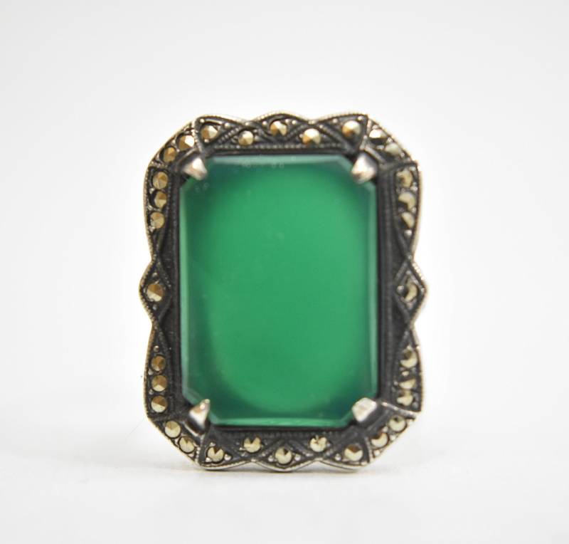 Markasit Ring Art Deco Sterling Silber Mädchen Frau Pinky Größe 5, 75 von Silvercity925