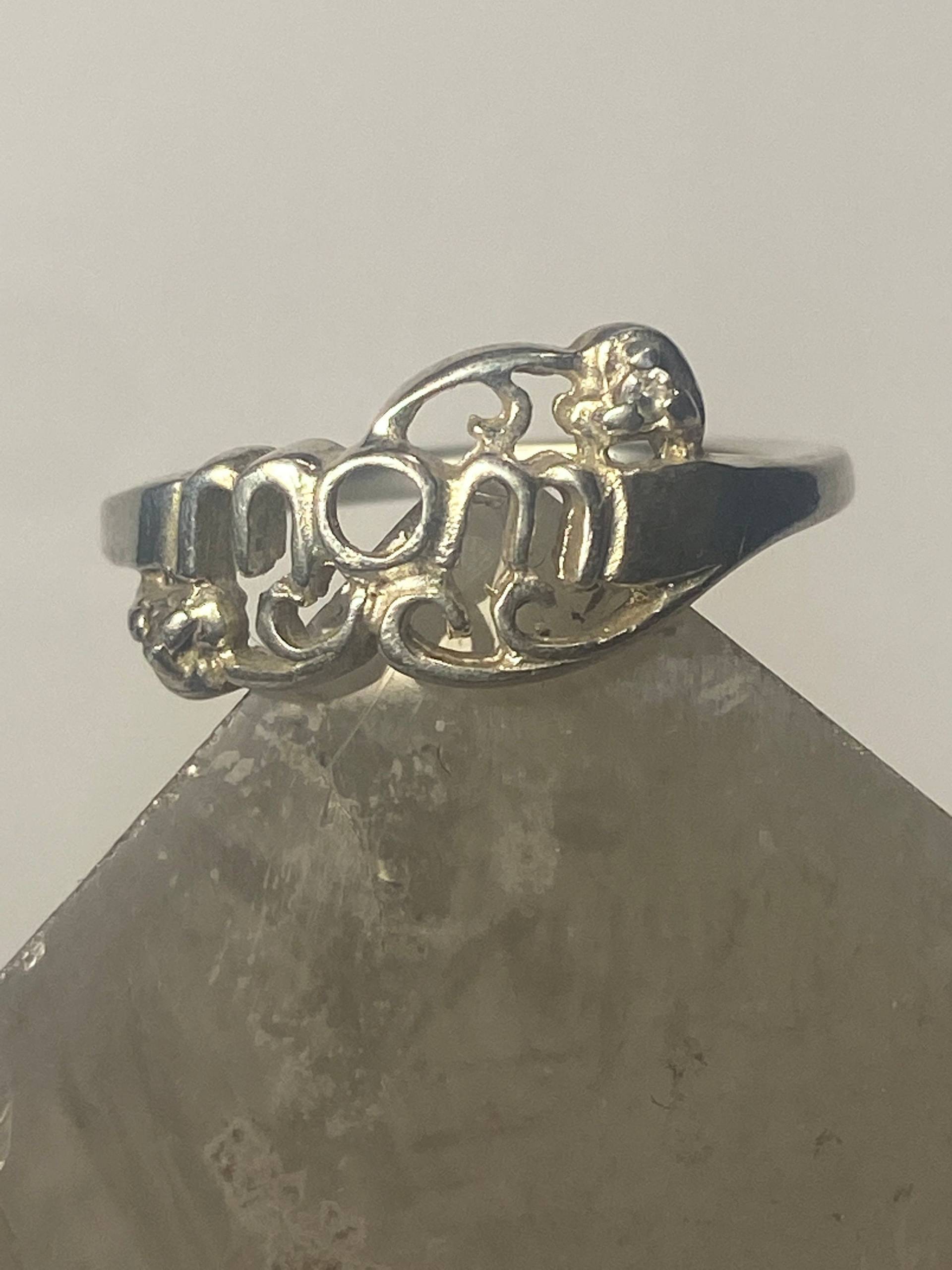 Mama-Ring, Muttertagsband, Blumenmuster, Sterlingsilber, Damengröße 5, 75 von Silvercity925