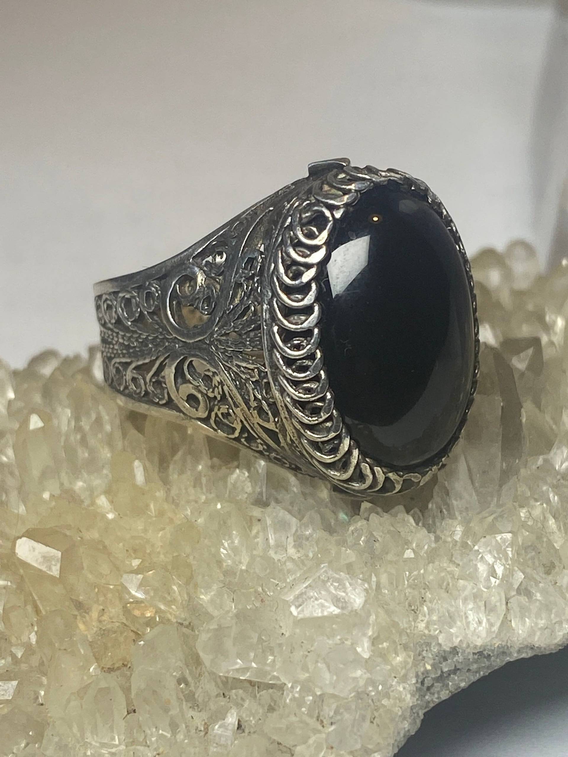 Onyx Ring Größe 5, 75 Filigran Boho Sterling Silber Frauen Mädchen von Silvercity925