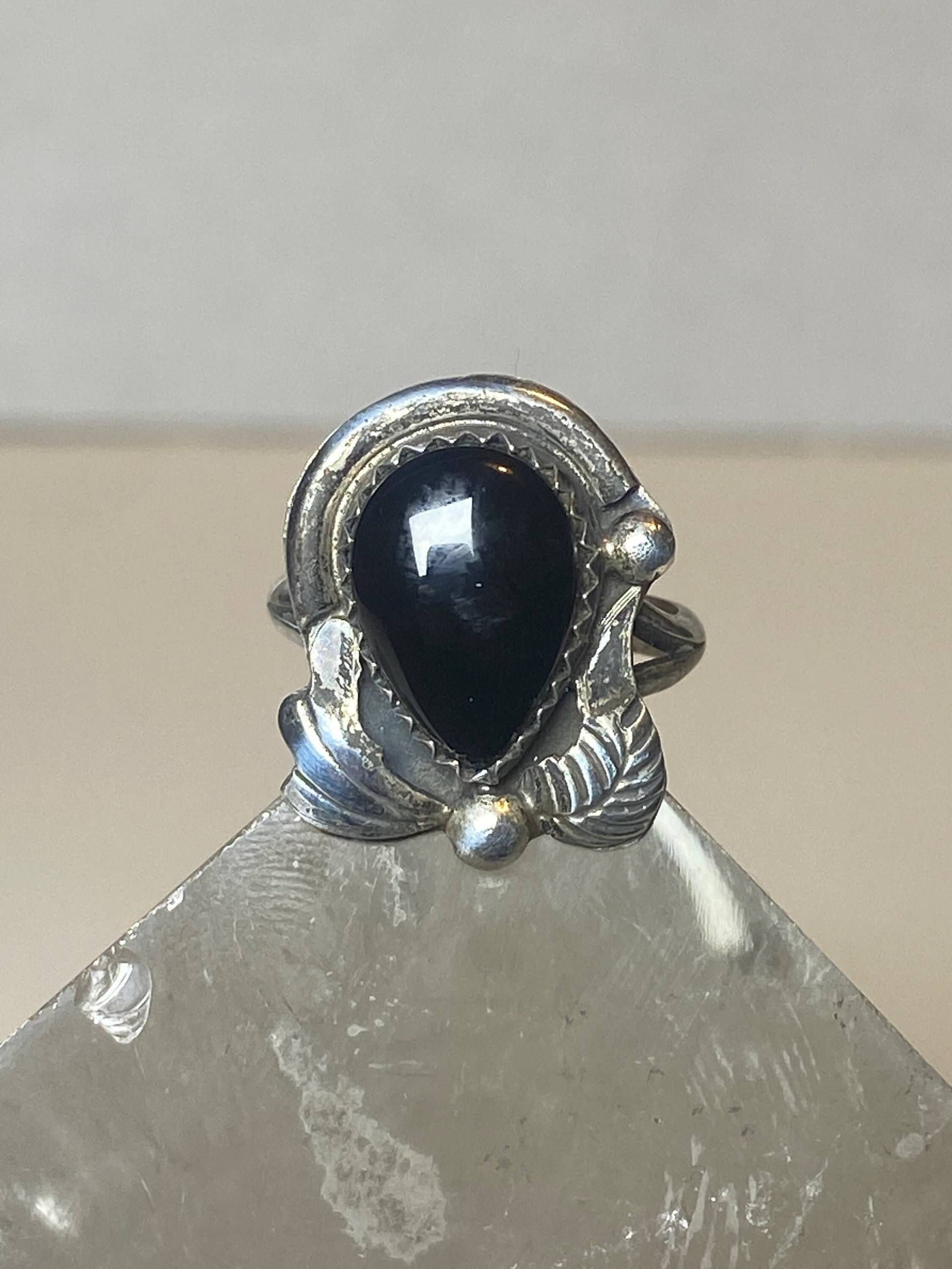 Onyx Ring Southwest Band Sterling Silber Damen Größe 5 von Silvercity925