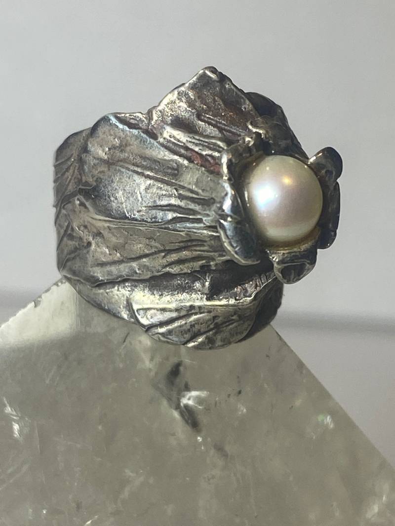 Perlenring Brutalist Vulkan Sterling Silber Pinky Mädchen Frauen Gr. 4, 50 von Silvercity925