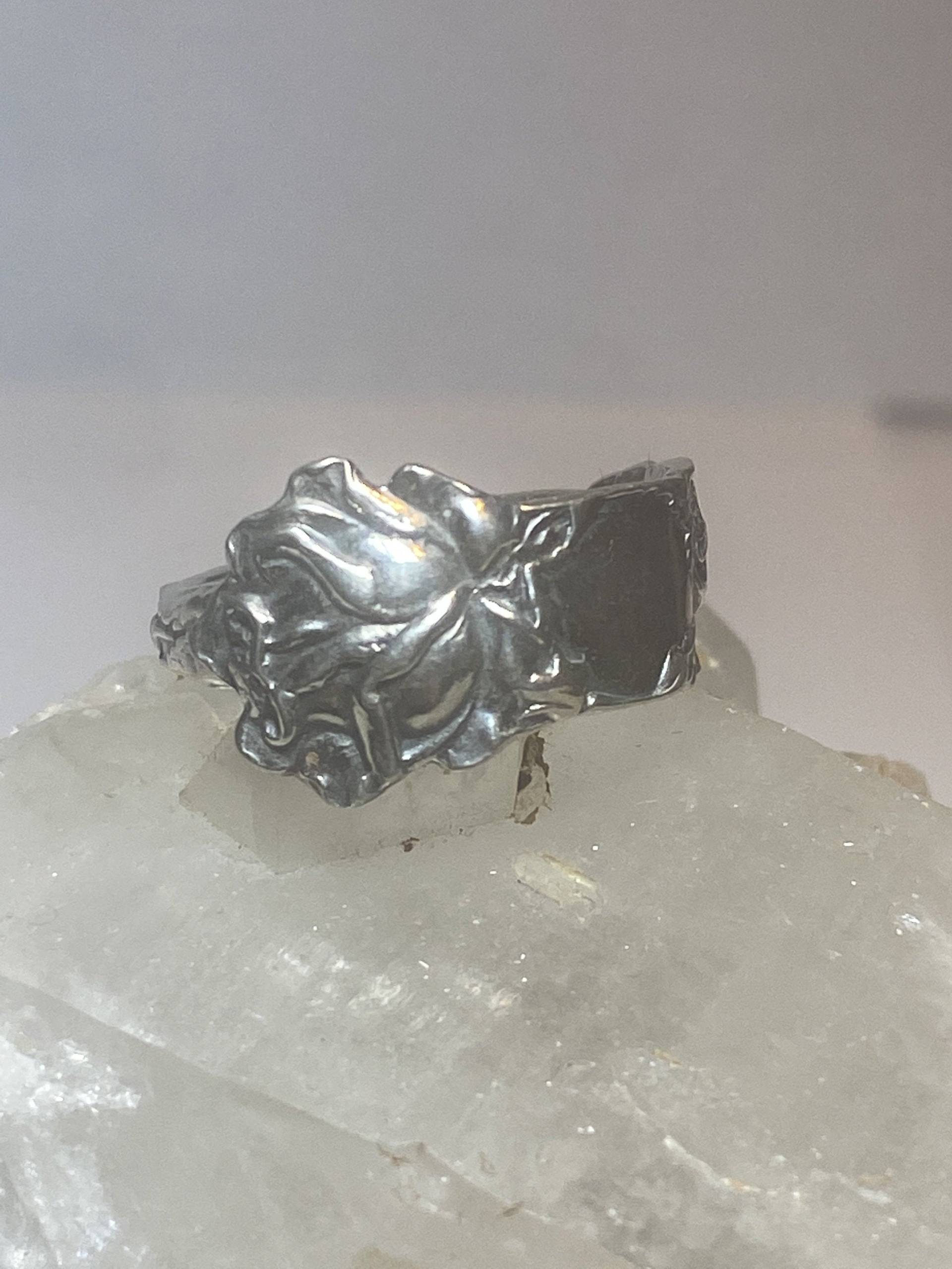 Rosen Löffelring Blume Rose Blumenband Sterling Silber Damen Mädchen Größe 7, 75 von Silvercity925