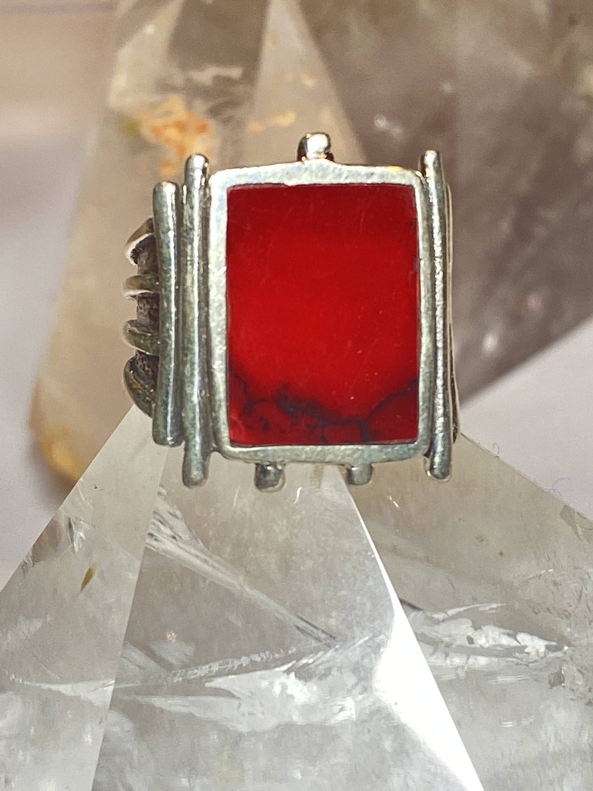 Roter Ring Mid Century Sterlingsilber Damen Herren Größe 7, 75 von Silvercity925