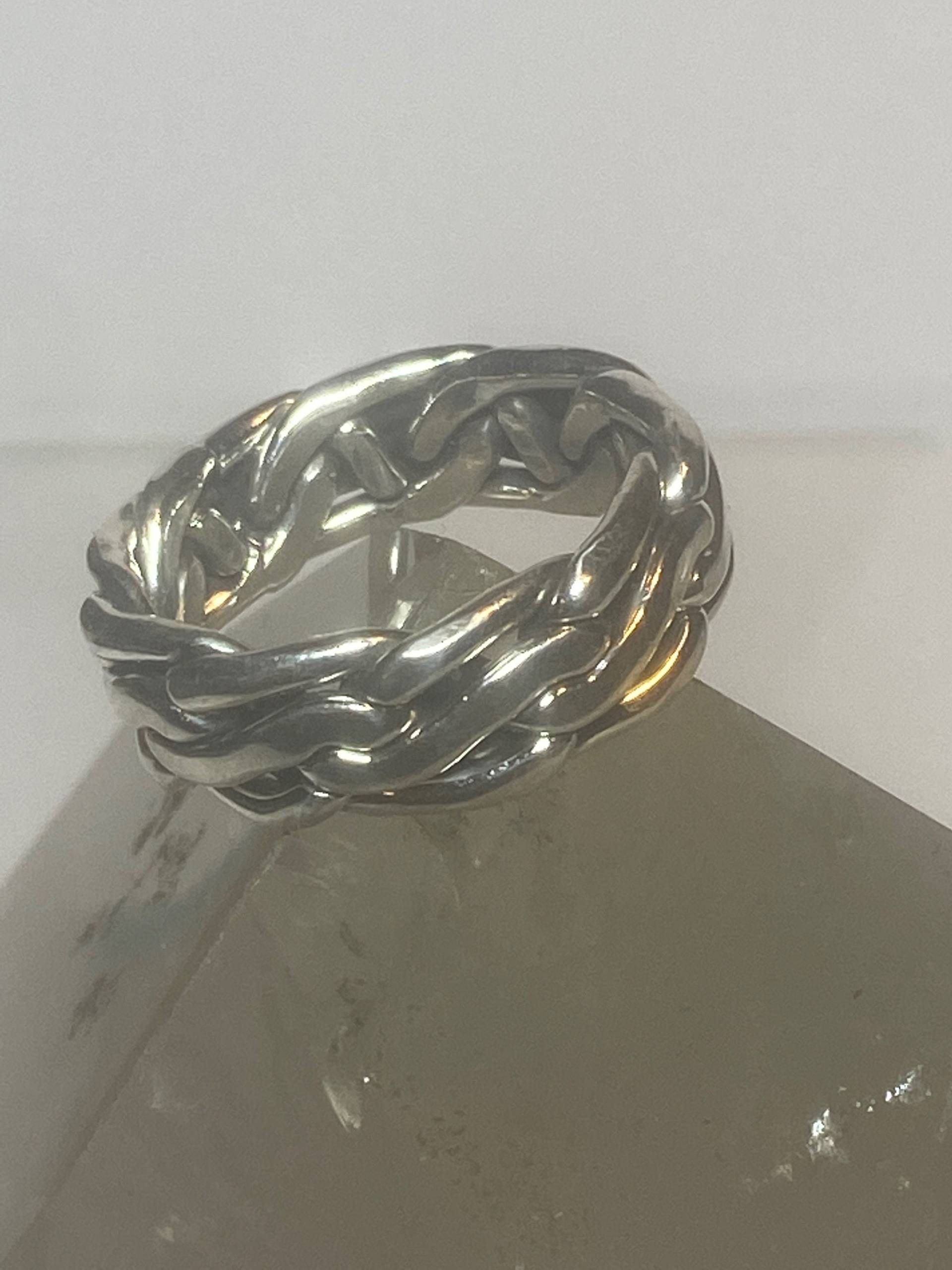 Seilring Massiv Band Sterling Silber Damen Herren Größe 7, 75 von Silvercity925