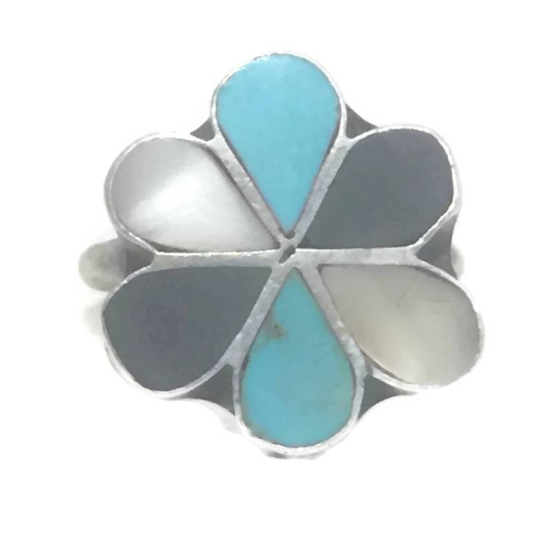 Türkis Blume Ring Größe 7, 50 Zuni Onyx Mop Sterling Silber Frauen Mädchen von Silvercity925