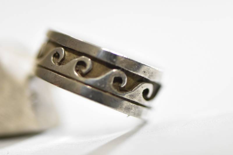 Wellen Ring Surfer Band Sterling Silber Pink Damen Mädchen Jungen Gr. 7 von Silvercity925