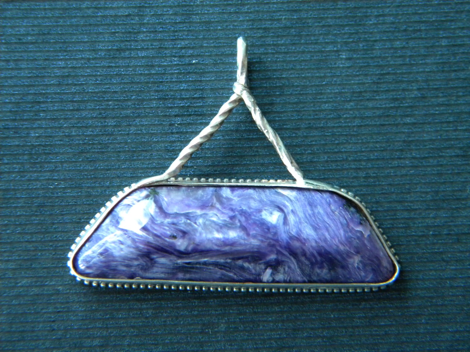 Charoit Anhänger - Horizontale Lünette Mit Starren "Seil' Kaution in Sterling Silber Charoit Anhänger - Horizontale Lünette Mit Starren "Seil' Kaution in Sterling Silber von Silvercraft