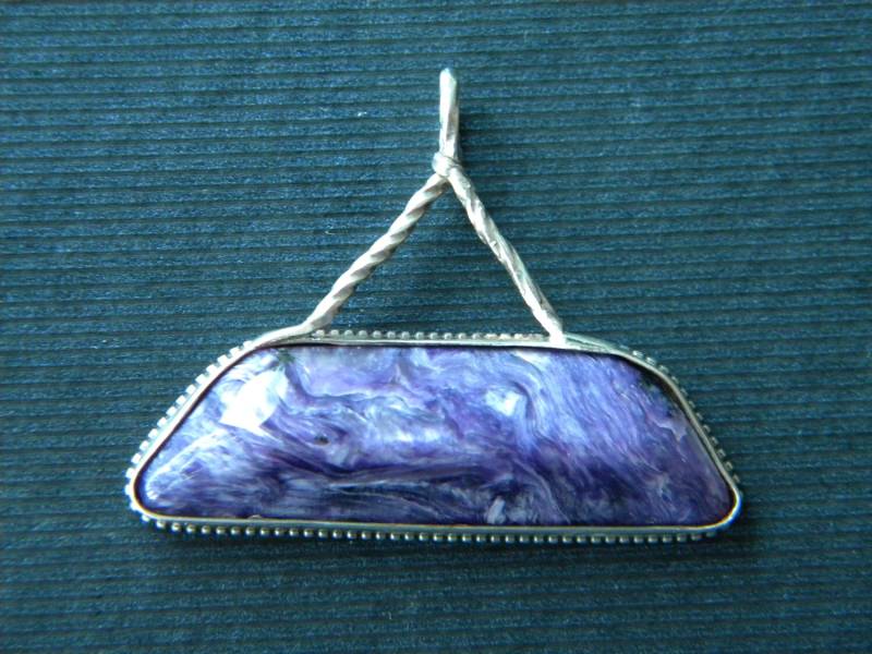 Charoit Anhänger - Horizontale Lünette Mit Starren "Seil' Kaution in Sterling Silber Charoit Anhänger - Horizontale Lünette Mit Starren "Seil' Kaution in Sterling Silber von Silvercraft