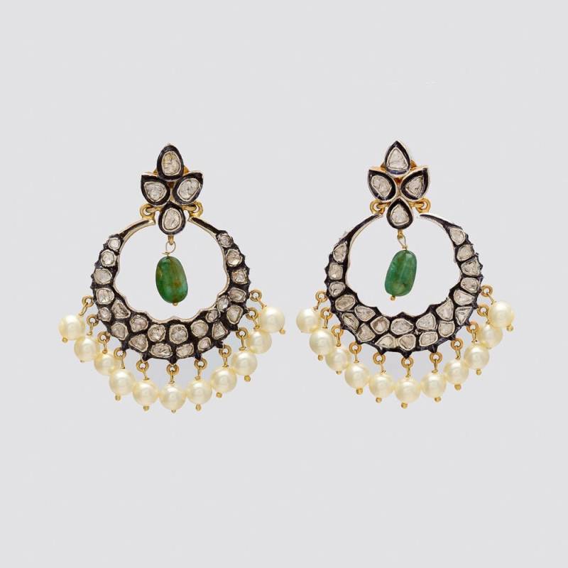 6.00 Ctw Natürliche Polki Diamant Ohrring 925 Sterling Silber Simbabwe Smaragd Echte Hochzeit Jahrestag Geschenk von SilverdiamondjStudio