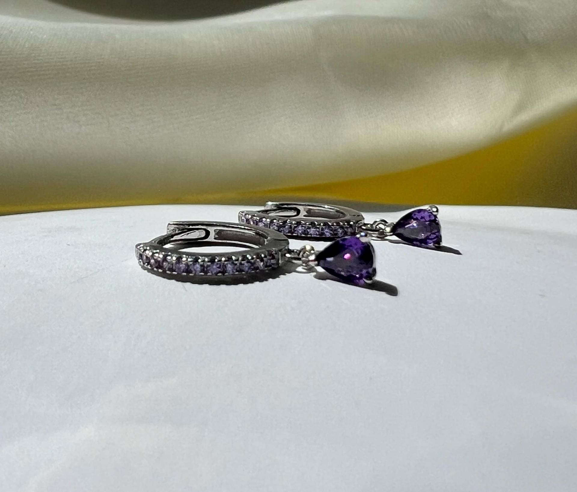 Amethyst Lila Hoop Creolen Silber 925 von SilverellaStore