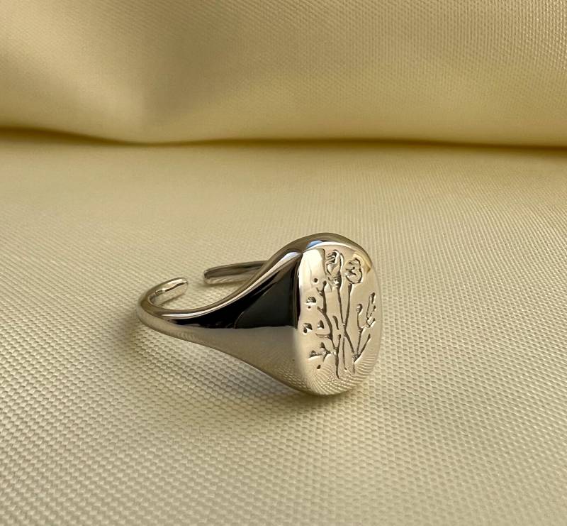 Blütenverzierter Statement Ring in Silber 925 von SilverellaStore