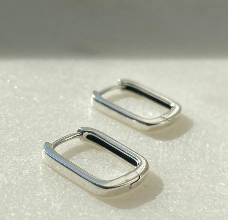 Creolen Eckig in Silber/Ohrschmuck /sterling 925/ Silber Creolen/ Rechteckige Eleganter Ohrschmuck/ Filigrane Ohrringe von SilverellaStore