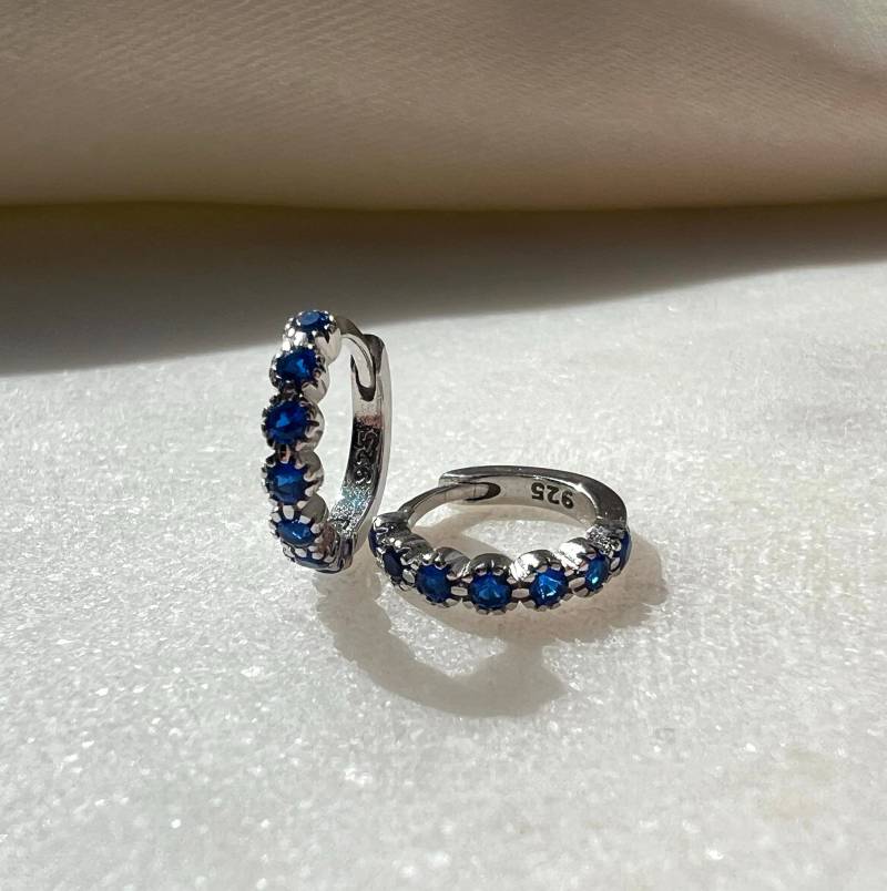 Creolen Royal Blue in Silber 925 von SilverellaStore