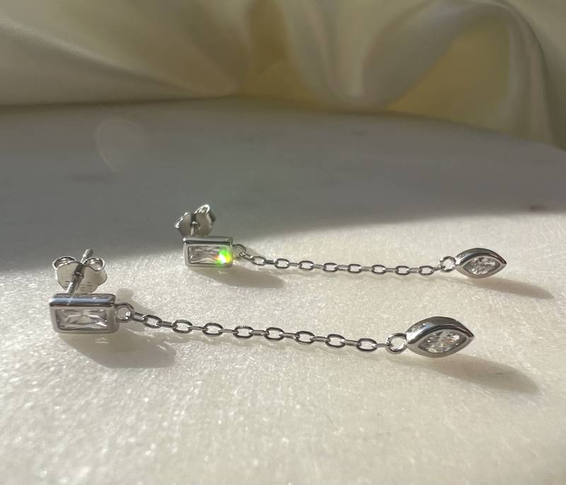 Drop Ohrhänger Mit Zirkonia Steinchen in Silber 924 von SilverellaStore