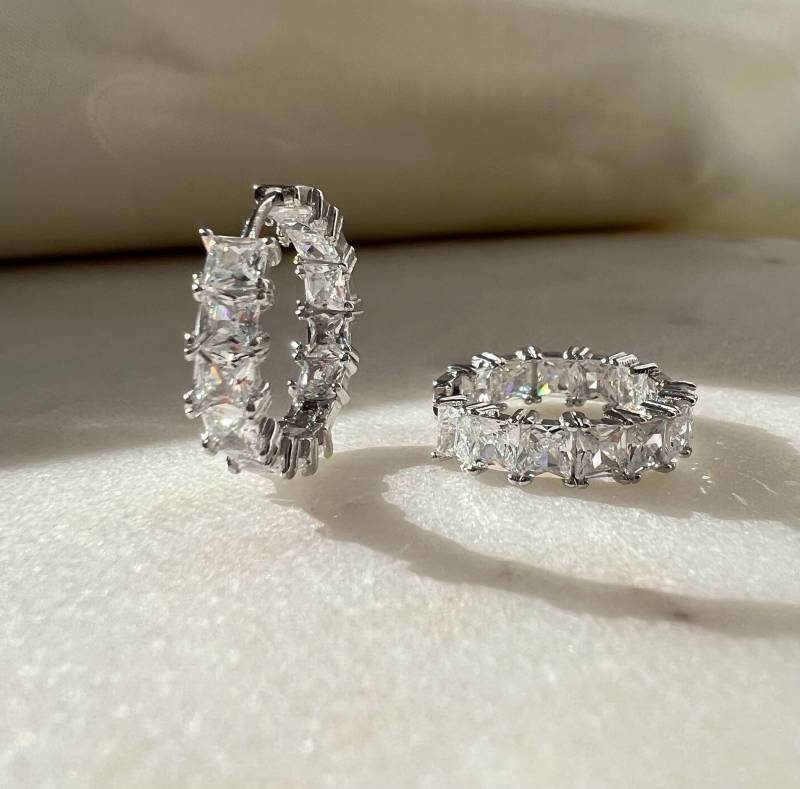 Funkelnde Baguette Creolen Aus 925Er Silber von SilverellaStore