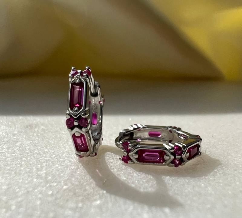 Rubin Creolen Silber 925 von SilverellaStore