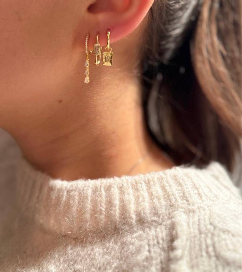 Trendige 925 Silber Creolen in Gold Mit Zirkonia-steinen - Erhältlich Als Set Oder Einzeln von SilverellaStore