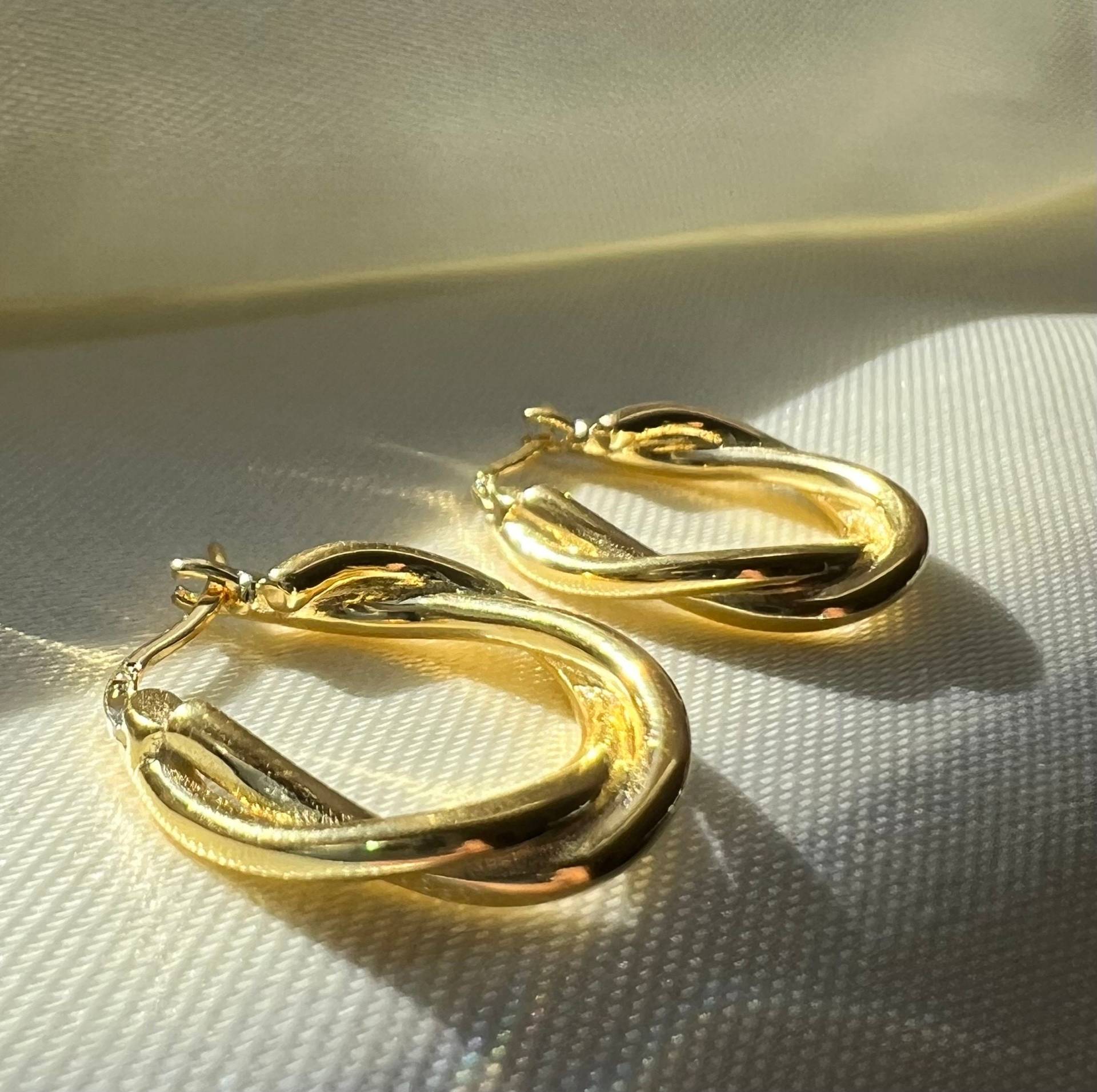 Twisted Creolen Silber 925 Plated Gold von SilverellaStore