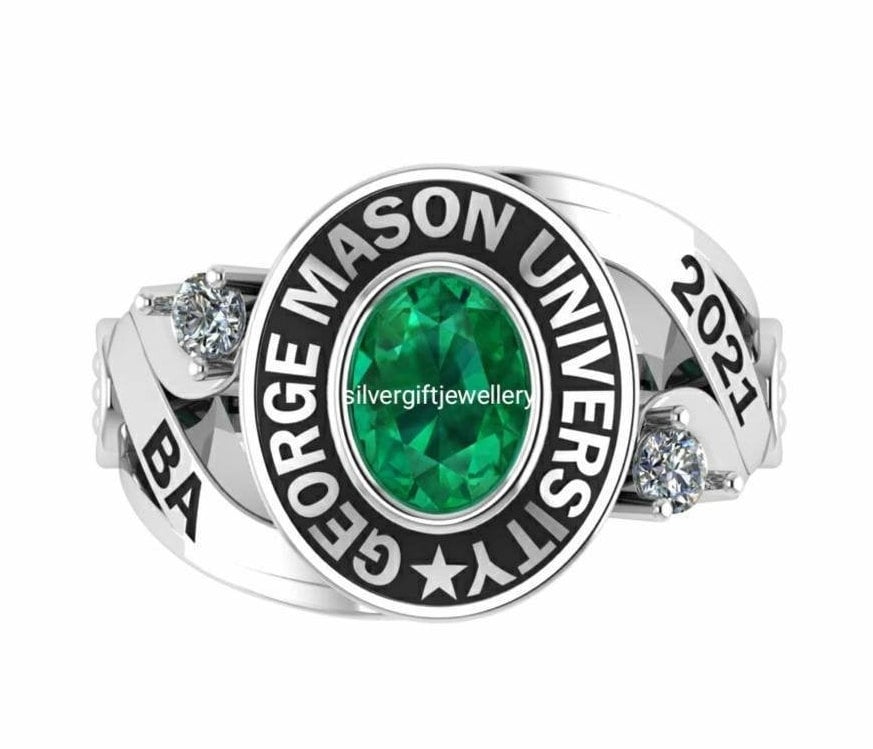 Personalisierter High-School-Klasse-Ring, Abschlussring, Personalisiertes Abschlussgeschenk Für Sie, Silber925 Ring von Silvergiftjewellery
