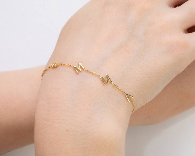 14K Solid Gold Initial Armband | Personalisiertes Buchstabenarmband Geschenk Für Frau Muttertagsgeschenk Perfektes Sie Weihnachtsgeschenk 14K Solid Gold Initial Armband | Personalisiertes Buchstabenarmband Geschenk Für Frau Muttertagsgeschenk Perfektes Sie Weihnachtsgeschenk von Silveristic