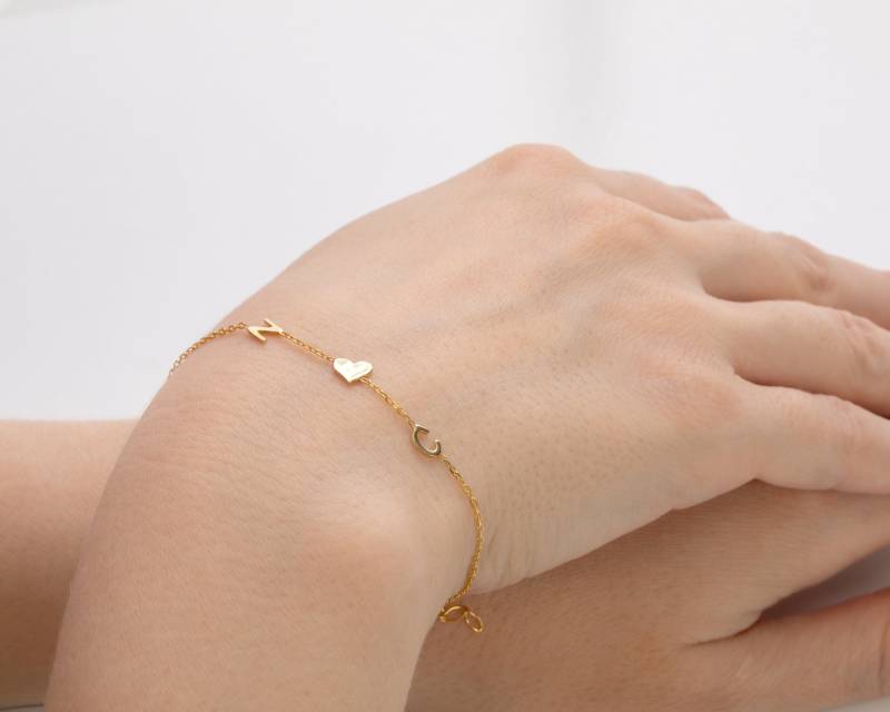 14K Solid Gold Namensarmband - Gold Paar Armband Goldarmband Weihnachtsgeschenk Brautjungfer Muttertagsgeschenk von Silveristic