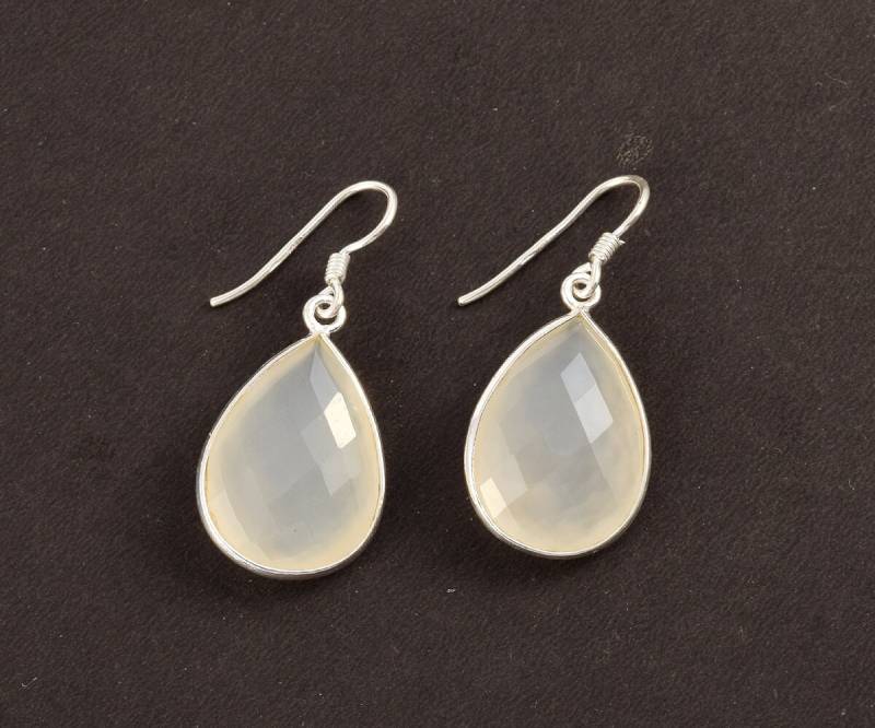 Pear Mondstein Sterling Silber Ohrringe Schmuck Lünette von SilveriumGems