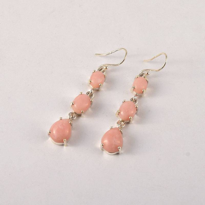 Rosa Opal Ohrringe, 925 Sterling Silber, Handgemachte Edelsteine von SilveriumGems