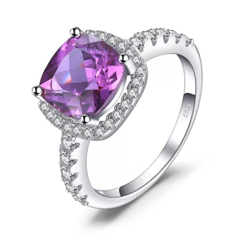 Lab Alexandrit Ring, Sterling Silber Verlobungsring, Kissen Geschnitten Edelstein Solitär Ringe von SilverjewelleryFinds