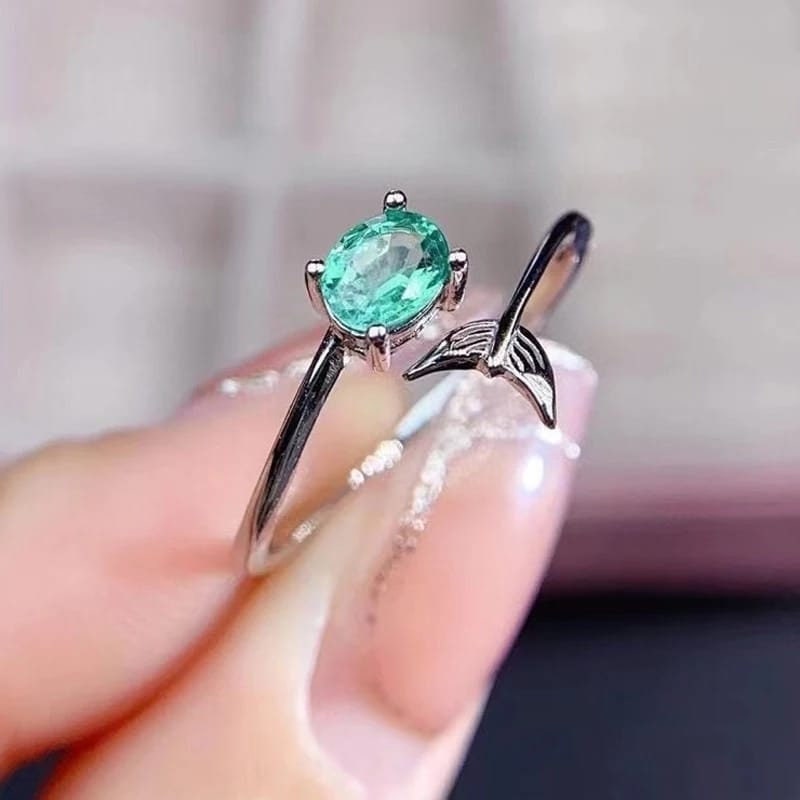 Natürlicher Smaragd Ring, 925 Sterling Silber, Runder Verlobungsring, Ehering, Oval Geschenk Für Sie von SilverjewelleryFinds