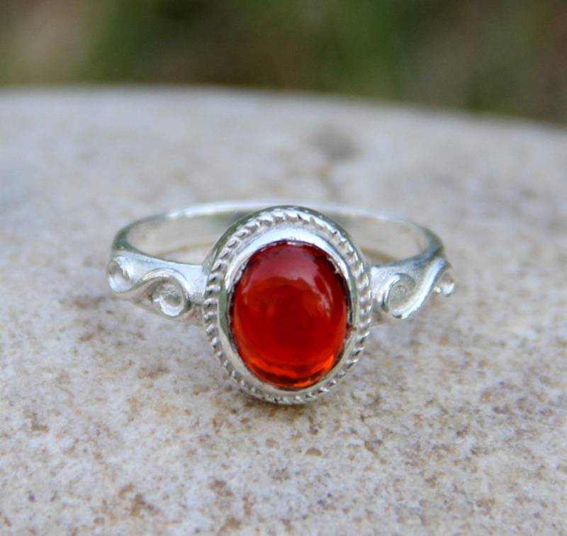 Roten Granat Quarz-Ring, Ring, Hydro Roter Edelstein-Ring, Sterling Silber Ring Mit Roten Quarzedelstein, Geschenk Für Frauen von SilverjewelleryFinds