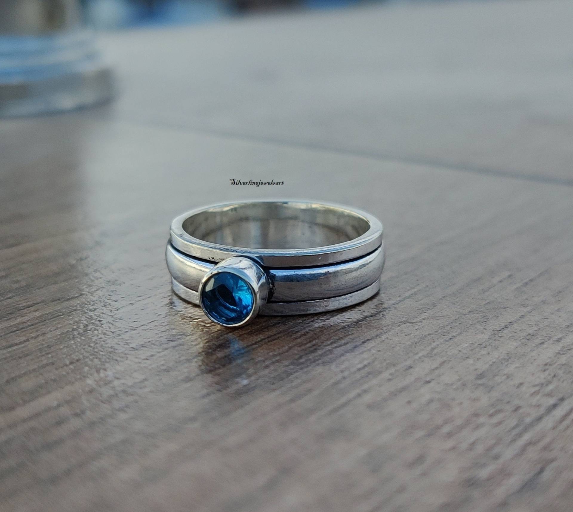 Blauer Topas-Ring, 92, 5 % Sterling-Silber-Ring, Silber-Blautopas-Ring, Edelstein-Ring, Ringe Für Frauen, Ring Den Täglichen Gebrauch von SilverlinejewelsArt
