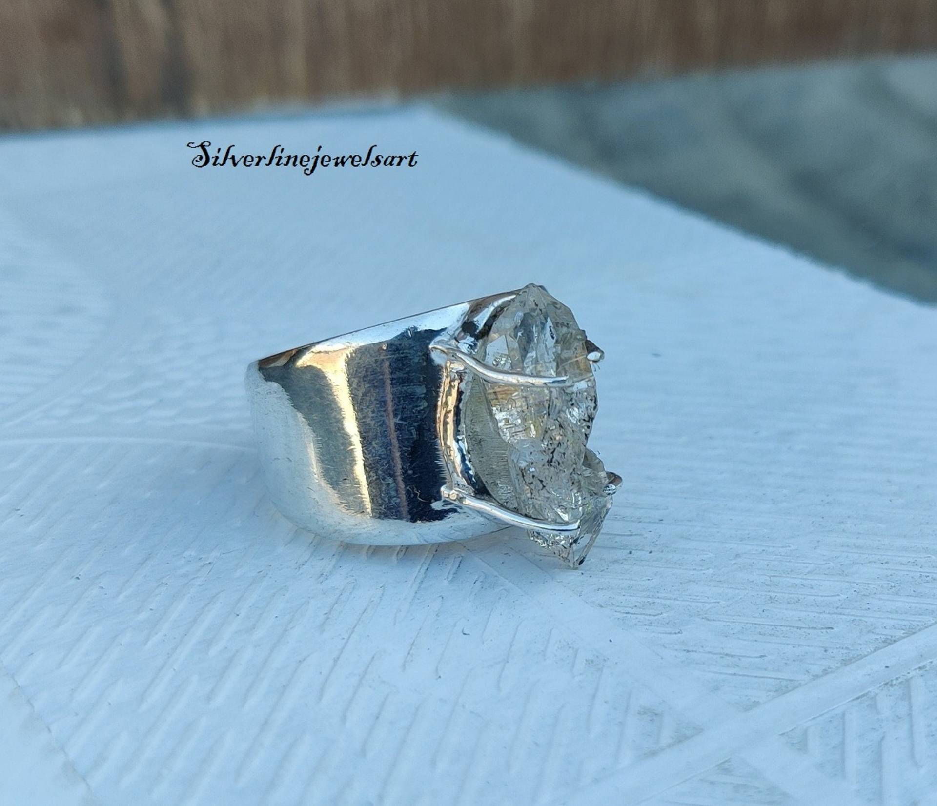 Herkimer-Diamant-Ring, Handamde-Ring, 925 Sterling Silber, Herkimer-Dimond-Stein, Roh-Herkimer-Diamant-Ring, Damen-Ring, Edelstein-Ring von SilverlinejewelsArt