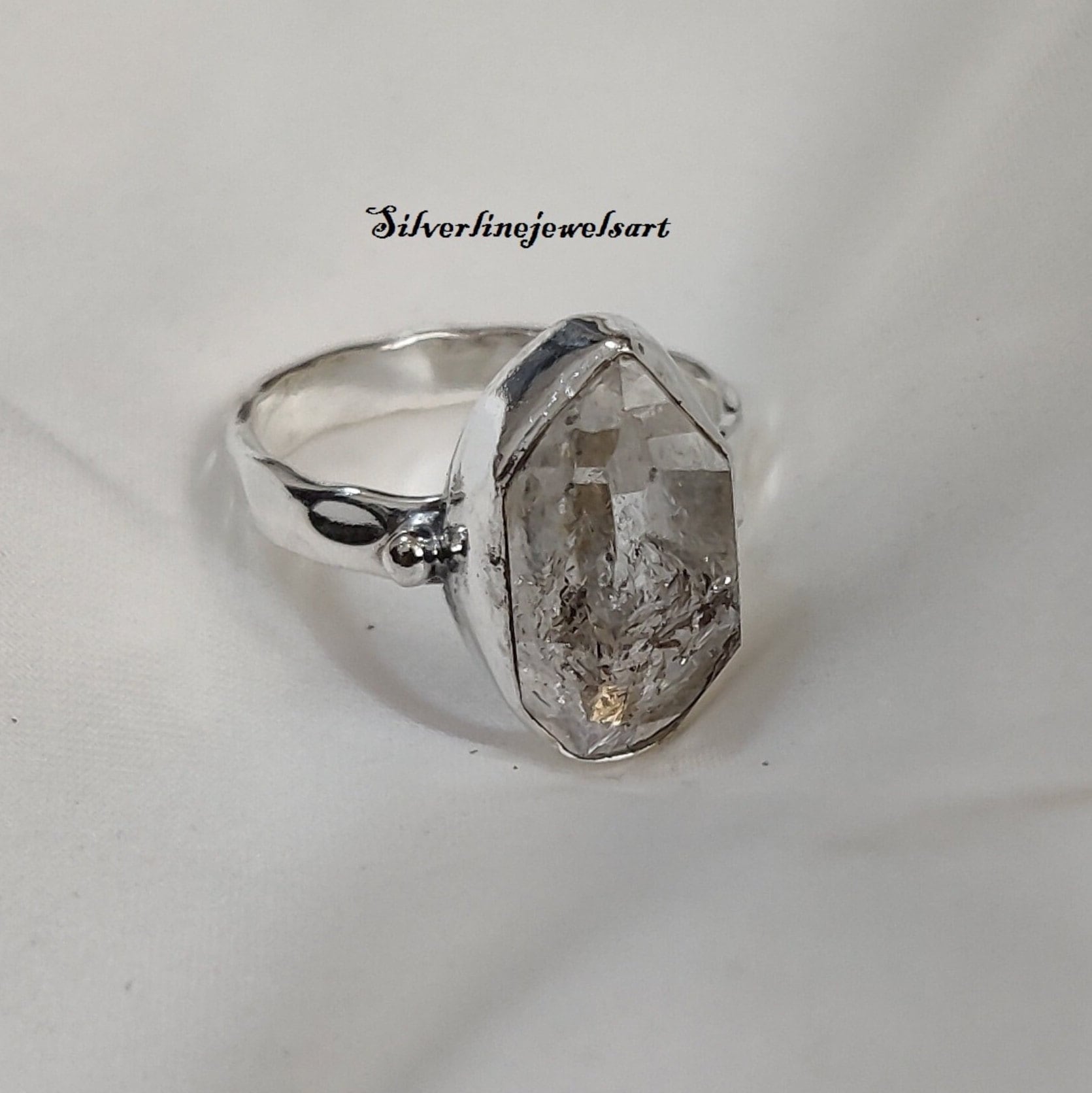 Herkimer-Diamant-Ring, Handamde-Ring, 925 Sterling Silber, Herkimer-Dimond-Stein, Roh-Herkimer-Diamant-Ring, Damen-Ring, Edelstein-Ring von SilverlinejewelsArt