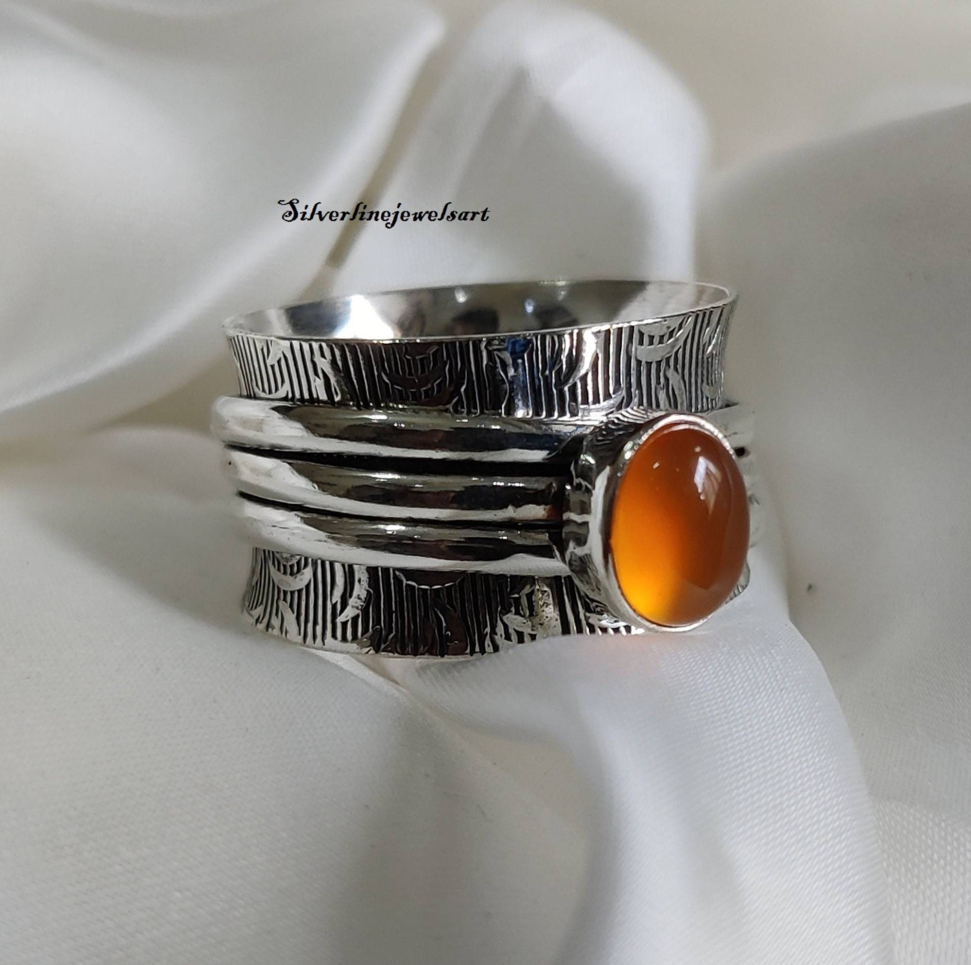 Karneol Ring, 925 Silber Spinner Handgemachter Natürlicher Karneol, Sorgenring, Frauen Boho Edelstein Geschenk von SilverlinejewelsArt