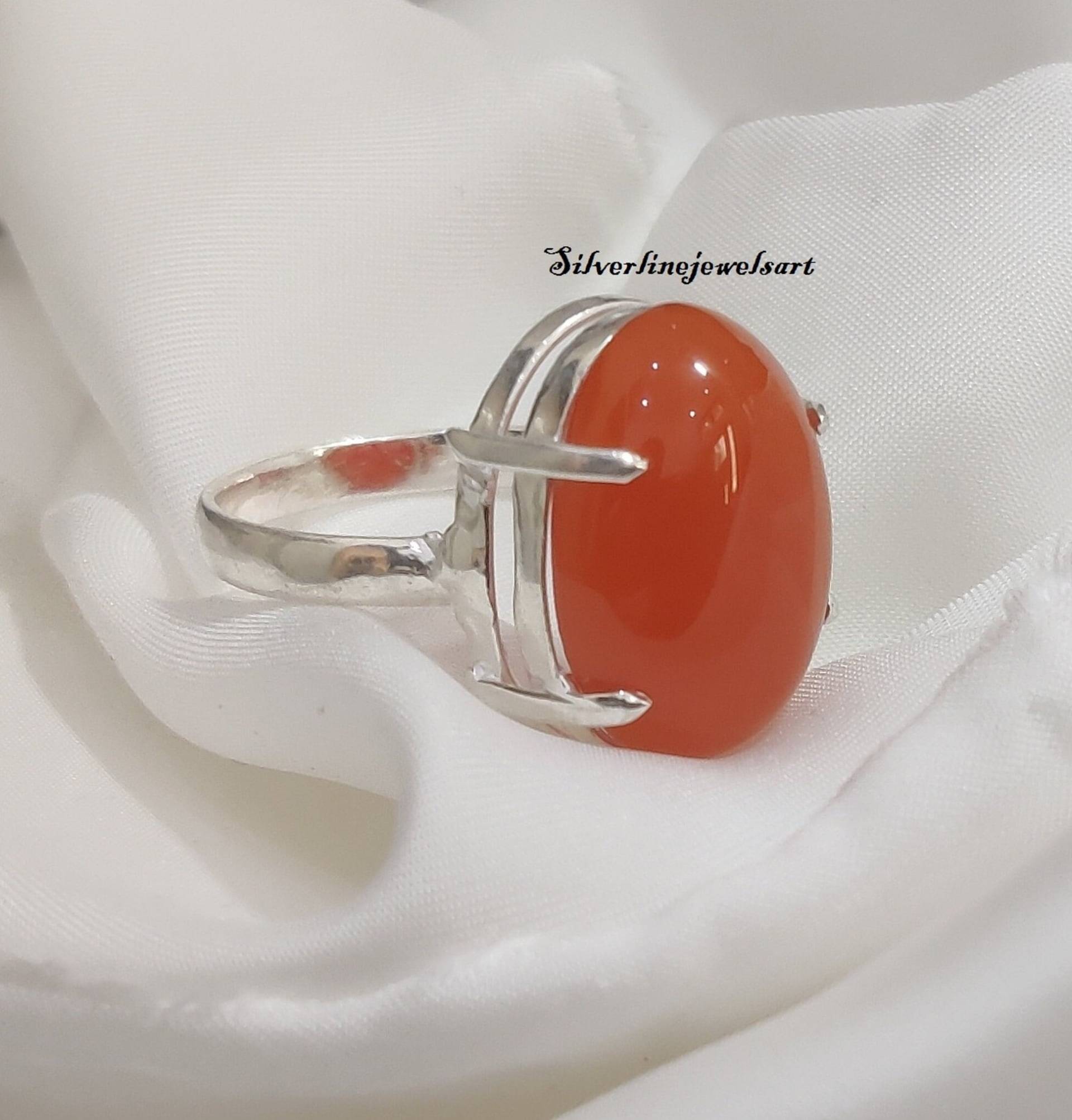 Karneol Ring, 925 Silberring Karneol, Sorgenring, Frauen Bandring, Boho Edelstein Zierlicher Geschenk von SilverlinejewelsArt