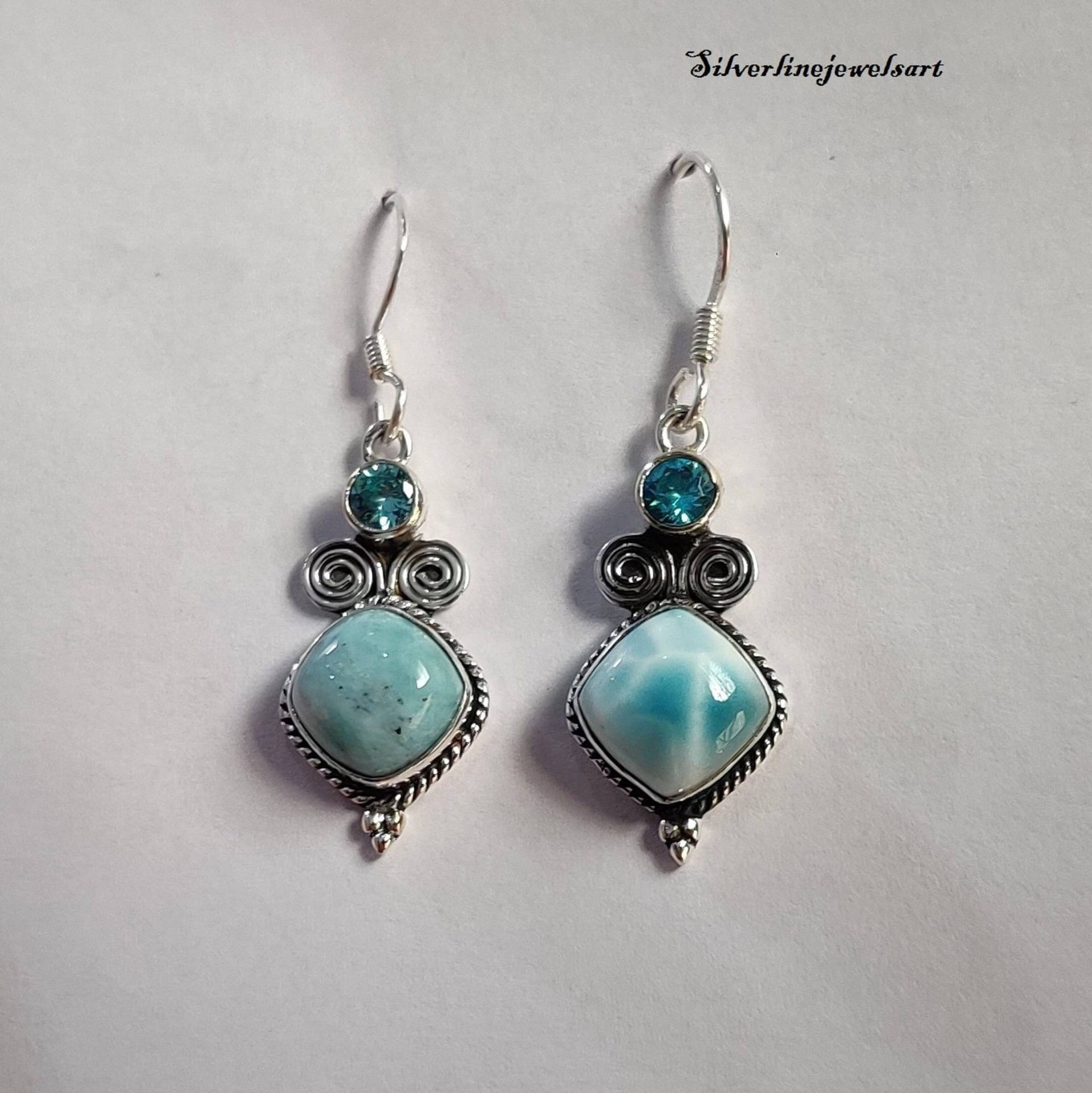 Larimar Ohrringe, Blautopas Ohrring, 925 Sterling Silber, Handgefertigter Hochzeit Natürlicher Larimar, Statement Schmuck, Geschenk Für Sie Larimar Ohrringe, Blautopas Ohrring, 925 Sterling Silber, Handgefertigter Hochzeit Natürlicher Larimar, Statement Schmuck, Geschenk Für Sie von SilverlinejewelsArt