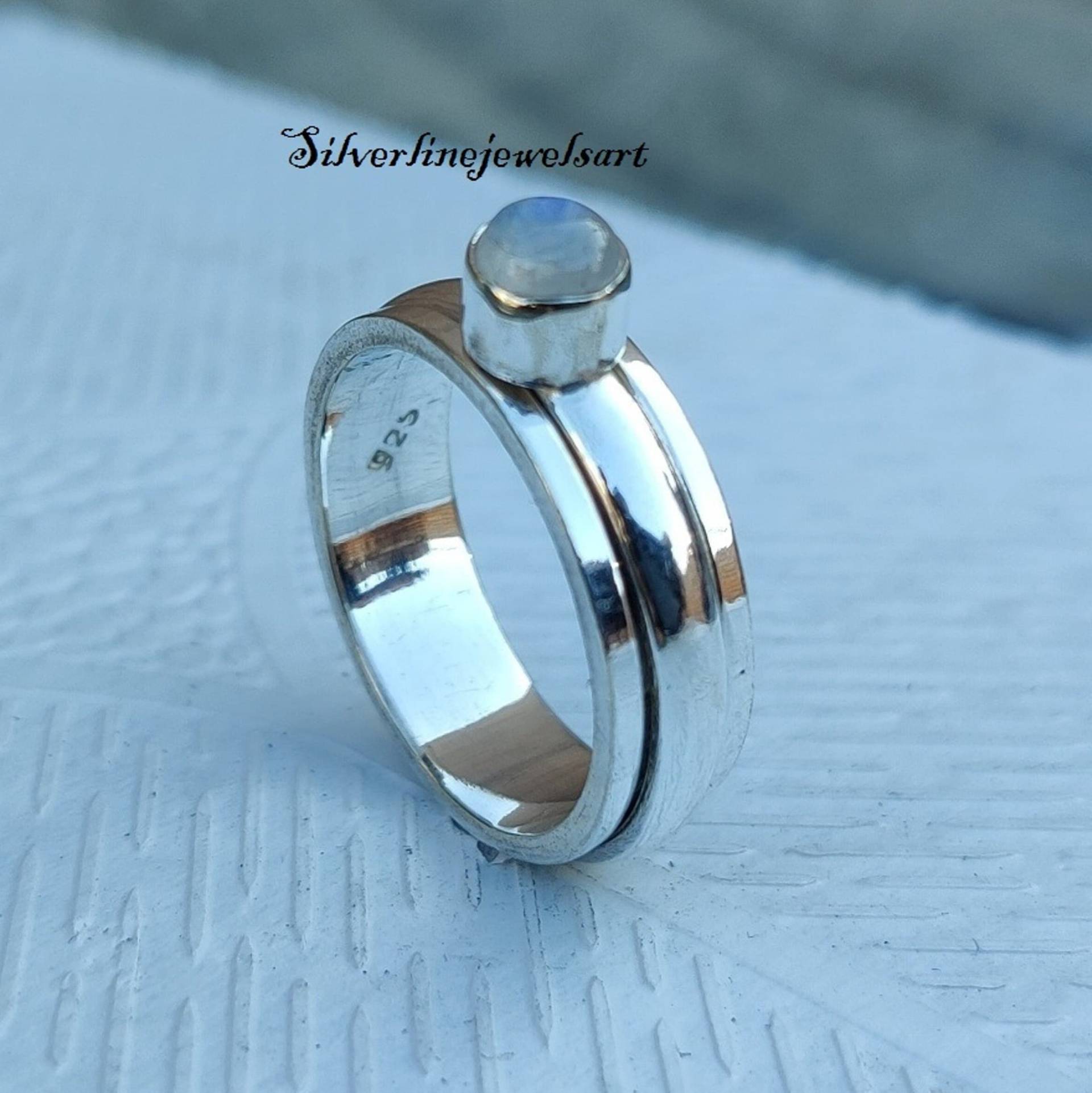 Mondstein Ring, Sorgenring, 925 Silber Frauen Spinner Natürlich, Boho Edelstein Zierlicher Geschenk von SilverlinejewelsArt