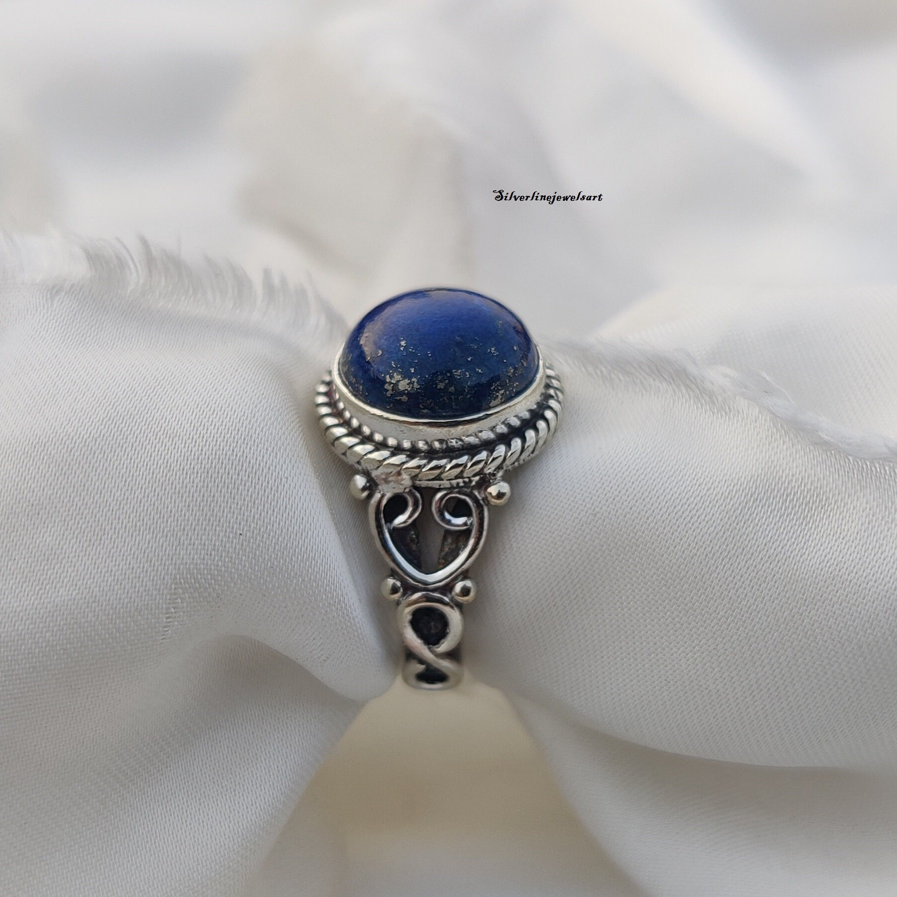 Natürlicher Lapis Lazuli Ring, Handgemachter 92.5% Sterling Silber 925 Massiv Boho Ring Für Frauen von SilverlinejewelsArt