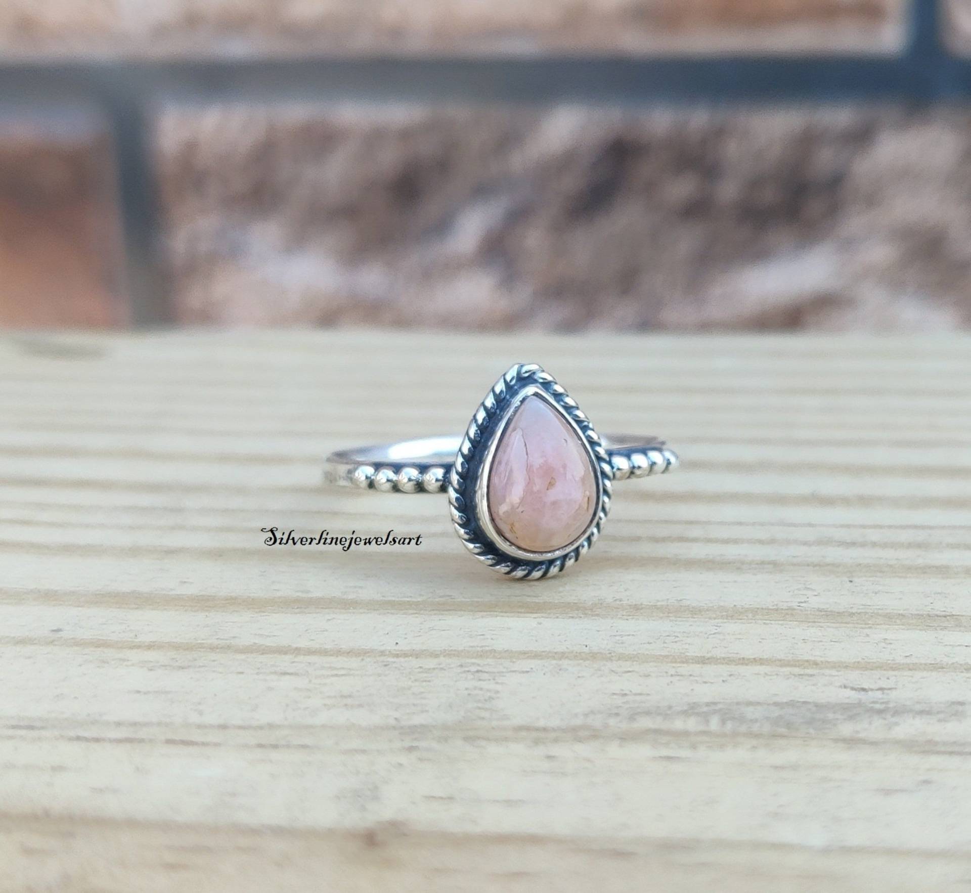 Rhodochrosit Ring, Zarte Statement 925 Silber Frauen Edelstein Handgemachter Schöner Boho Ring von SilverlinejewelsArt