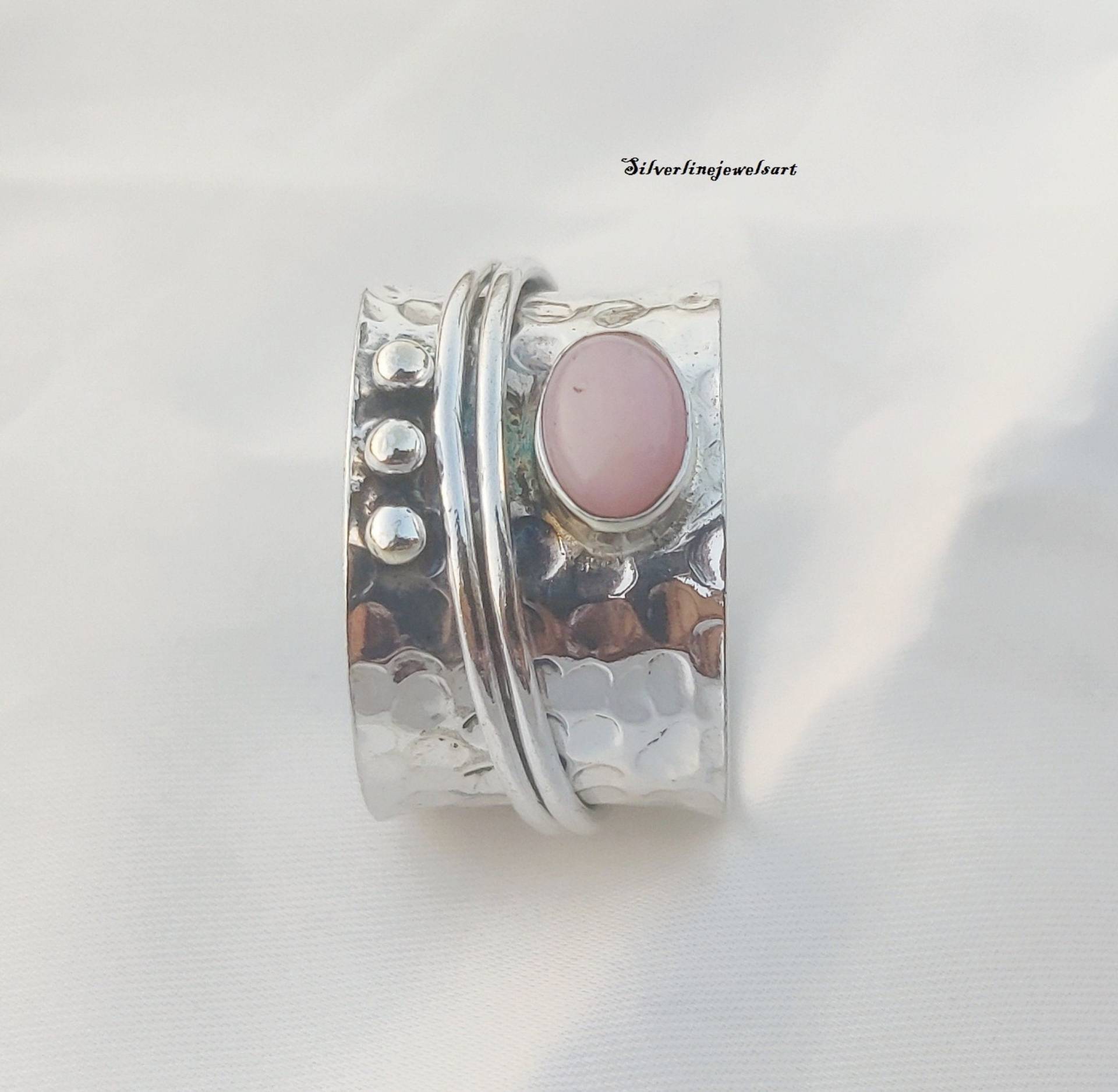 Rosa Opal-Edelstein-Ring, Spinner-Ring, 925 Sterling Silber Ring, Natürlicher Opal, Opal-Schmuck, Handgefertigter Frauen-Ring, Geschenk Für Jeden von SilverlinejewelsArt