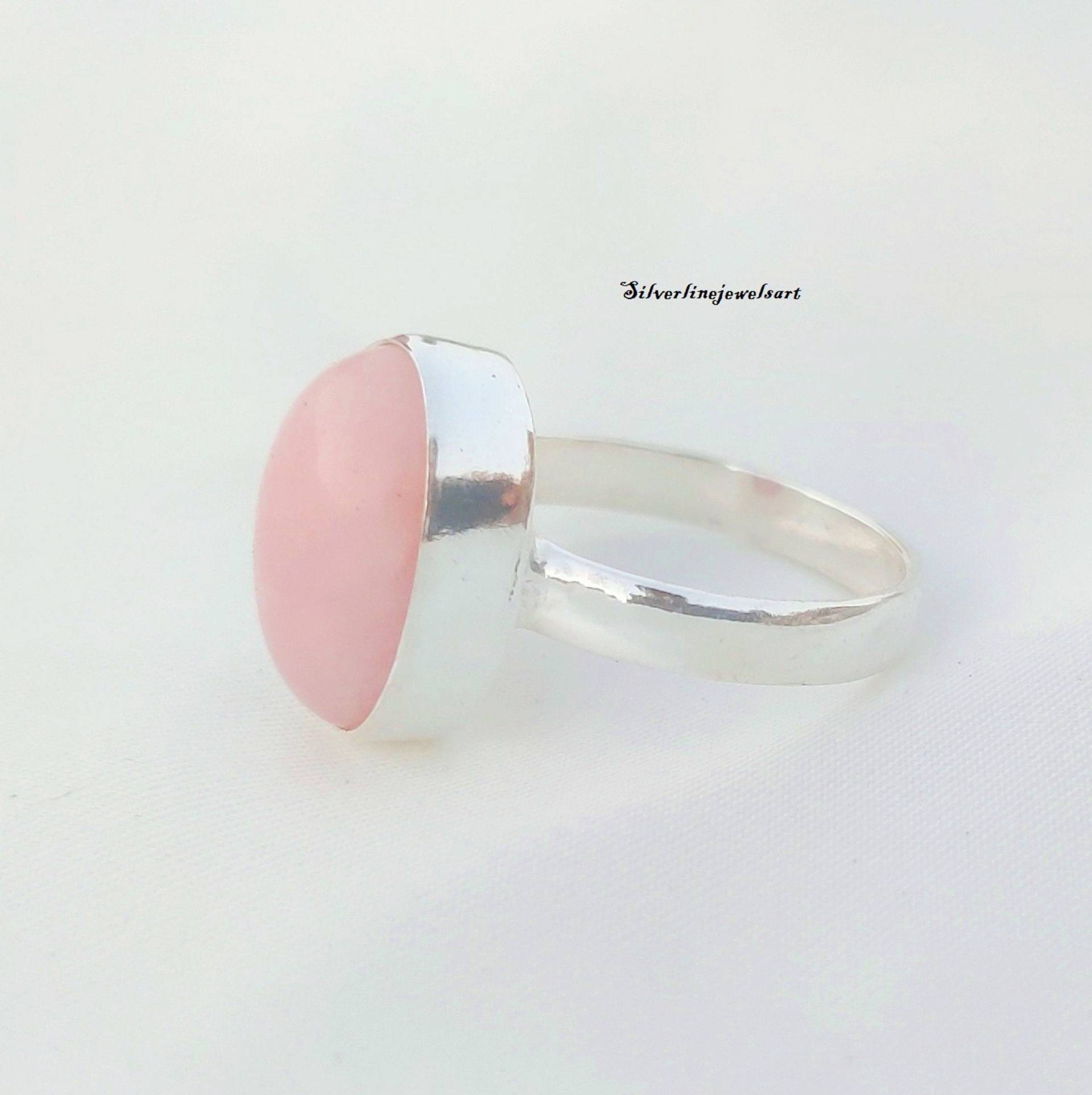 Rosa Opal Edelsteinring, Bandring, 925 Sterling Silber Ring, Natürlicher Opal, Schmuck, Handgemachter Frauen Geschenk Für Alle Gelegenheiten von SilverlinejewelsArt