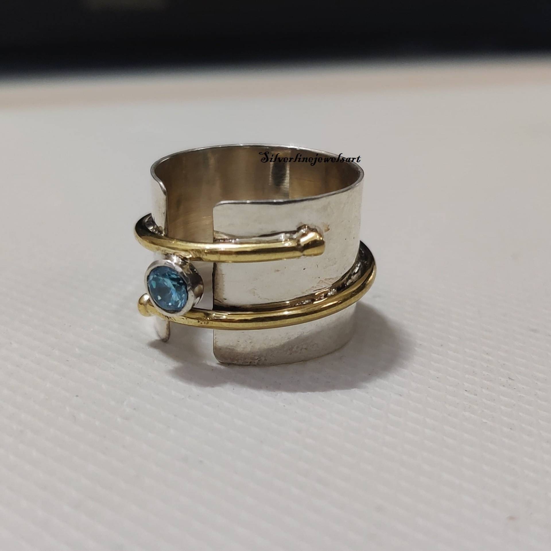 Stilvoller Blautopas Ring, 92.5% Sterling Silber Edelstein Ringe Für Frauen, Täglichen Tragen Ring von SilverlinejewelsArt