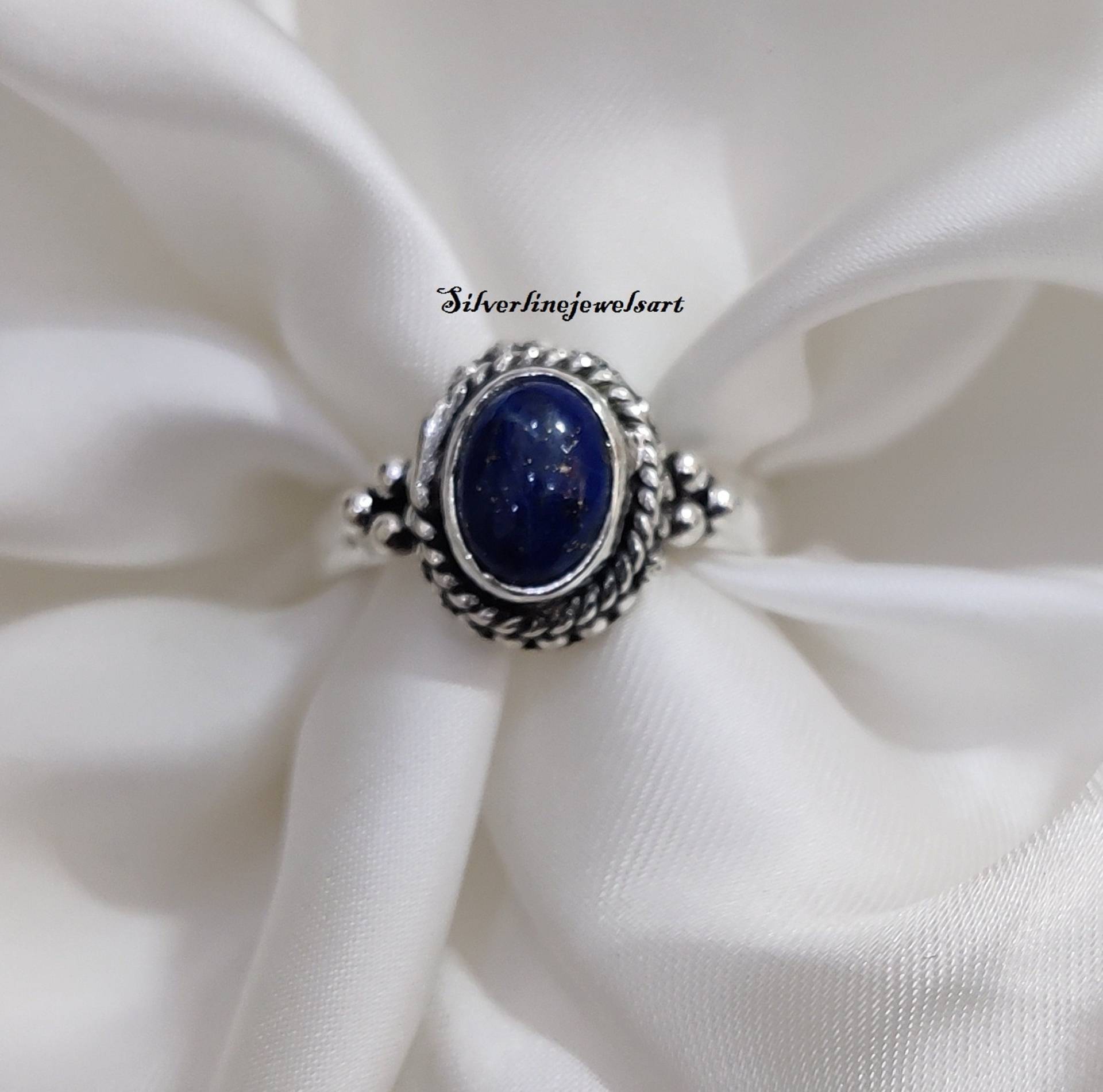 Stilvoller Lapis Lazuli Ring, Bandring, Handgemachter 92, 5% Sterling Silber, Silberring, Boho Frauen Geschenk von SilverlinejewelsArt