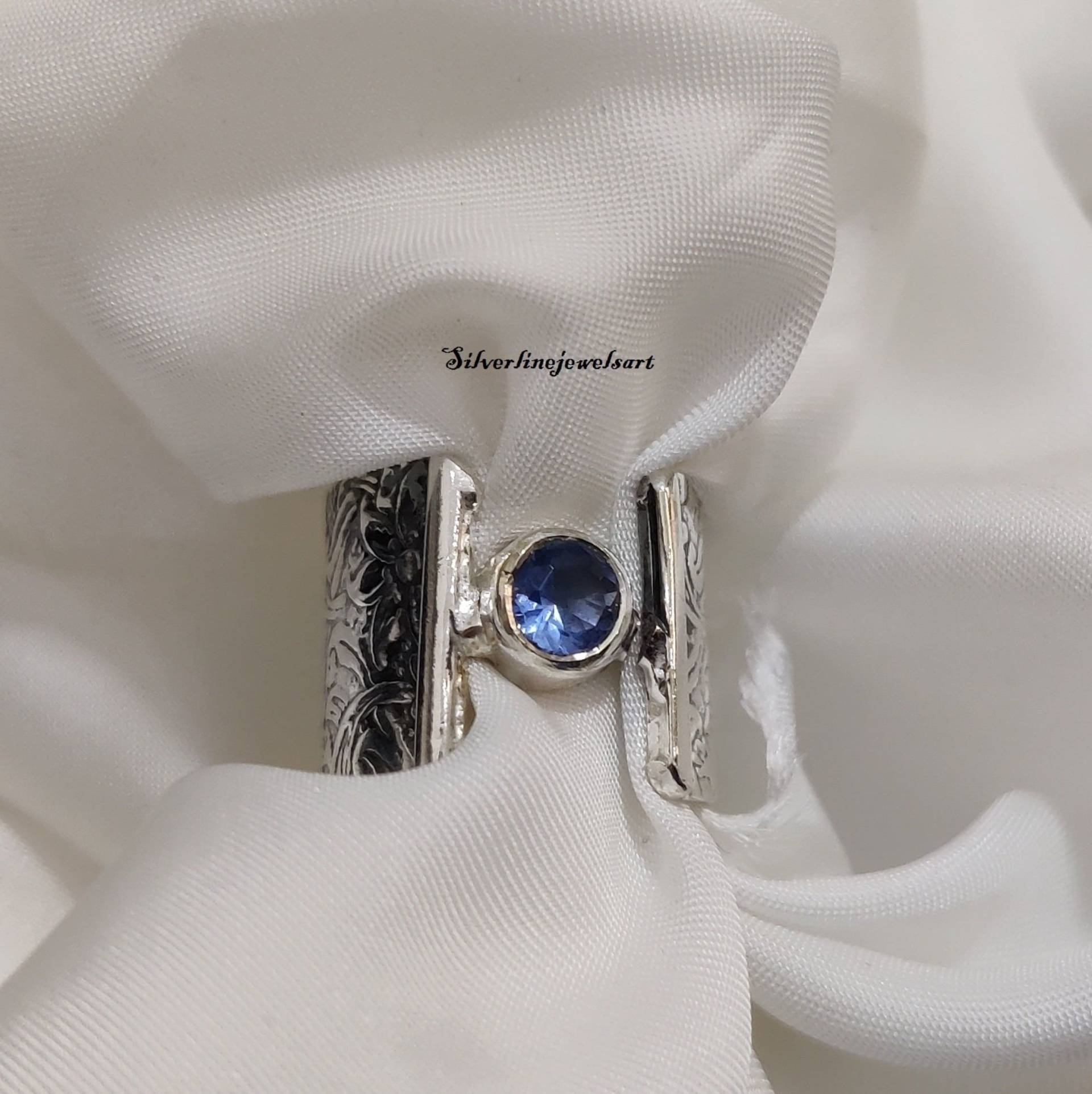 Textur Blauer Topas Ring, 92.5% Sterling Silber Edelstein Ringe Für Frauen, Täglichen Tragen Ring von SilverlinejewelsArt