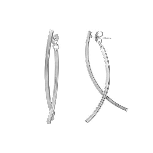 Silverly 925 Sterling Silber Lange Tropfen Gebogene Stab Ohrringe Ear Jacket Design von Silverly