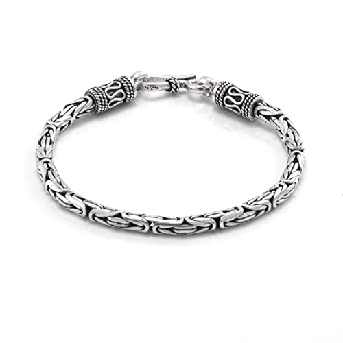 Silverly Damen .925 Sterling Silber Balinese-Seil-Ketten-Armband, 18.5 cm von Silverly