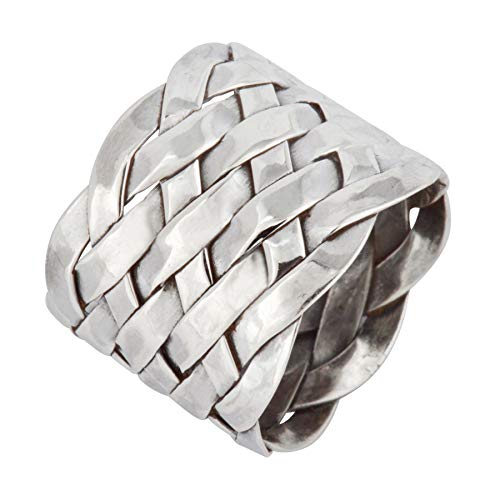 Silverly Damen Herren 925 Sterling Silber Entwine Geflochtene Geflochtene Woven Dick Pattern Band Ring von Silverly