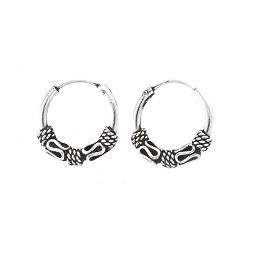 Silverly Damen Herren Sterling Silber 925 balinesischen Seil 12 mm Creolen von Silverly